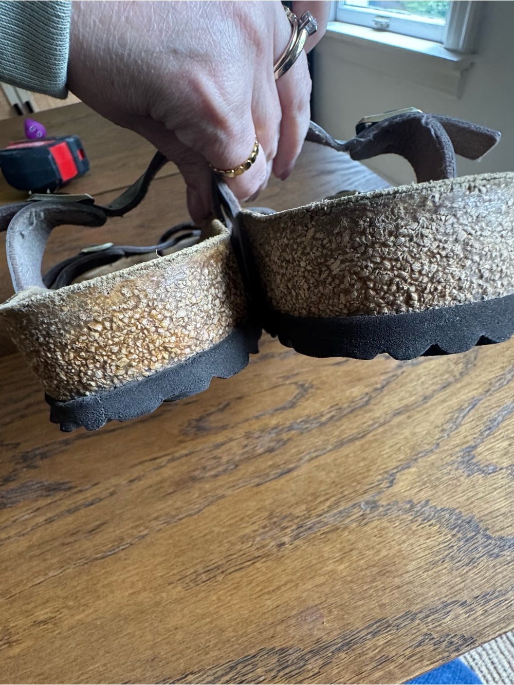 Birkenstock Strappy Sandal Mayfair Birko-Flor Graceful Taupe Metallic Size 39 8 - Picture 5 of 5